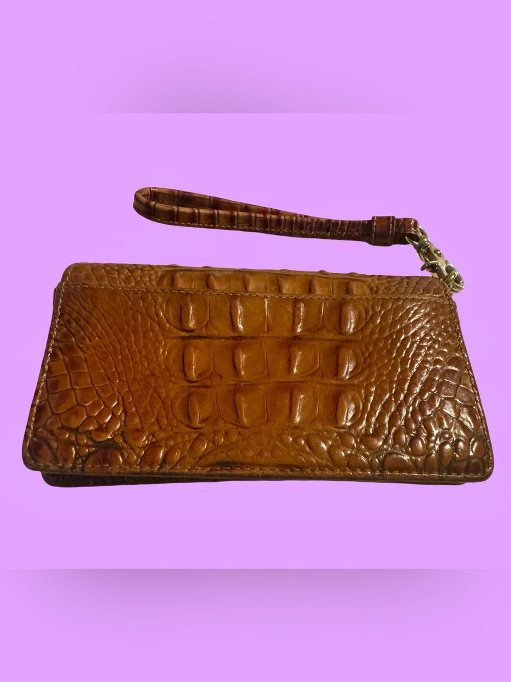 Brahmin Croc-Embossed Leather Wallet Brown - Picture 3 of 6
